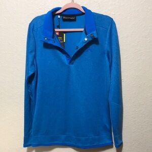 Under Armour Men's Blue Water Resistant Golf Shirt. Loose, Coldgear. NWT. Sz Md